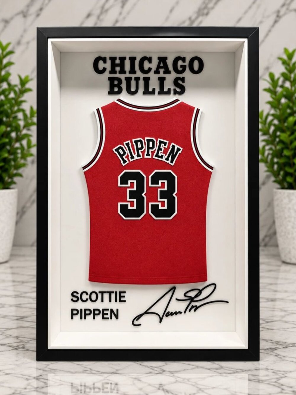 Scottie Pippen Chicago Bulls #33 Red Jersey Shadowbox Display